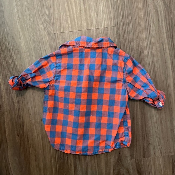 Carter's Blue and Orange Button Down Shirt Vibrant Plaid Design size 3M - Picture 5 of 5